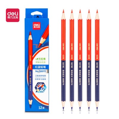 得力/deli S111 书写用笔类用具 铅笔 58899红蓝铅笔 12支/盒